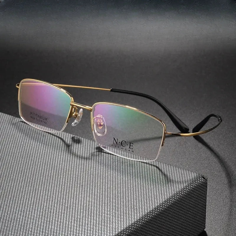 Unisex Oval Semi-Rimless Titanium Prescription Glasses 618024 — view 1 | Rx Spectacle