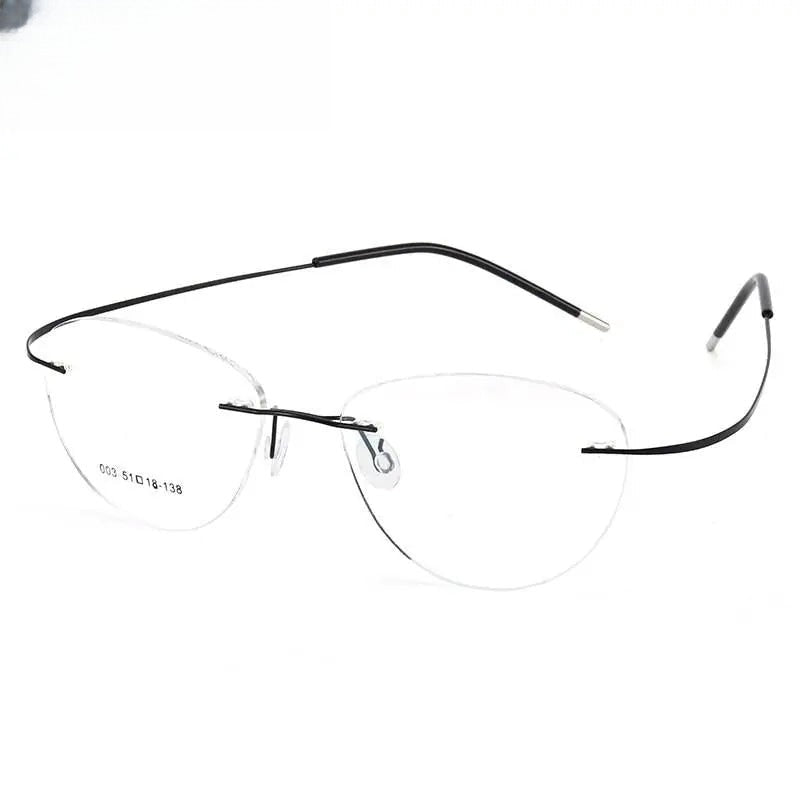 Unisex Triangle Rimless Titanium Prescription Glasses 003 — view 1 | Rx Spectacle