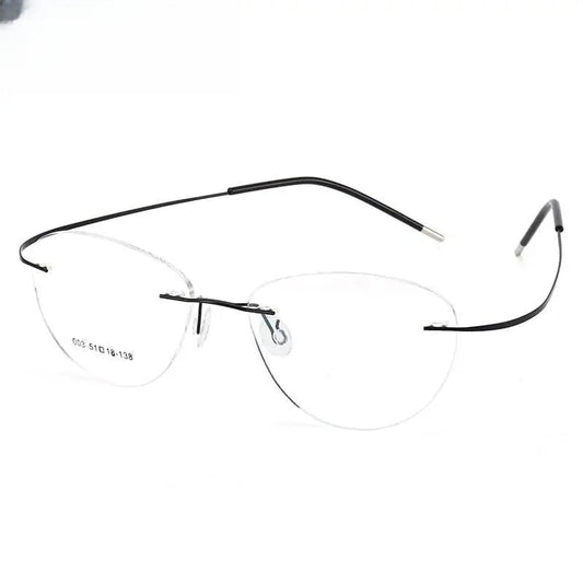 Unisex Triangle Rimless Titanium Prescription Glasses 003 — view 1 | Rx Spectacle