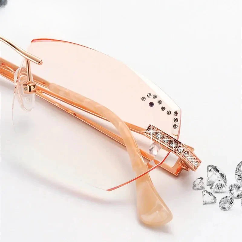 Women's Oval Rimless Titanium Prescription Glasses 3010 — view 4 | Rx Spectacle