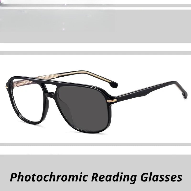 Unisex Square Full Rim Titanium Double Bridge Reading Glasses 821206 — view 1 | Rx Spectacle