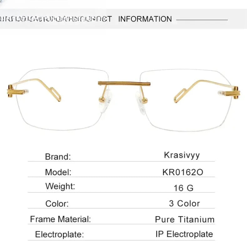Unisex Polygon Rimless Titanium Prescription Glasses 1620 — view 9 | Rx Spectacle