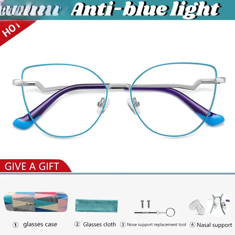 Women's Cat Eye Full Rim Stainless Steel Reading Glasses 3043 — view 8 | Rx Spectacle