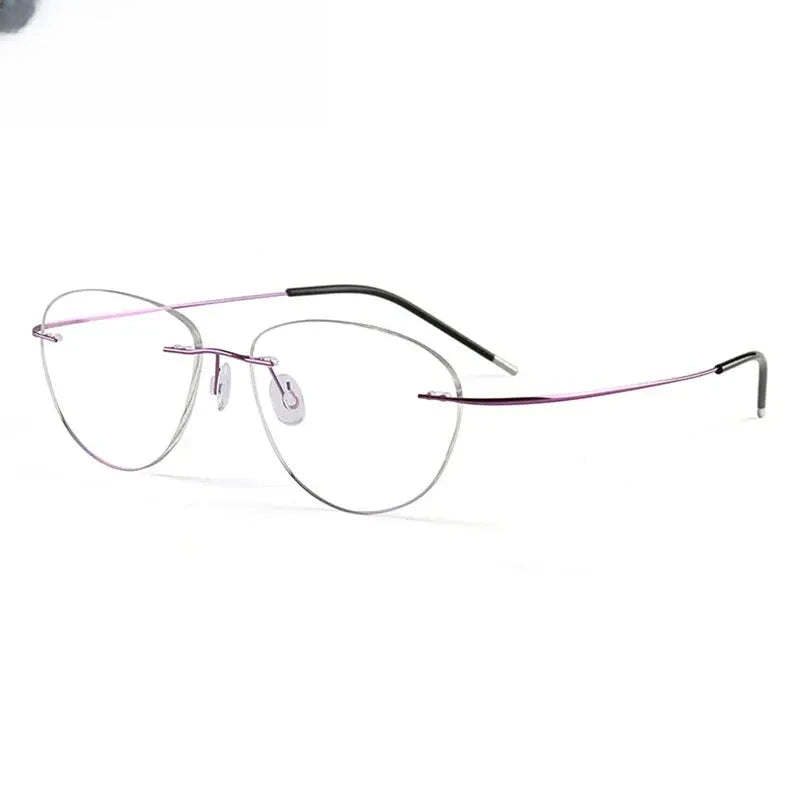 Women's Cat Eye Rimless Titanium Prescription Glasses 871003 — view 10 | Rx Spectacle