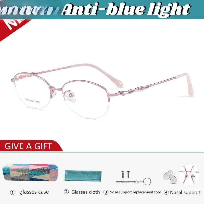 Women's Oval Semi-Rimless Alloy Reading Glasses 34579 — view 5 | Rx Spectacle