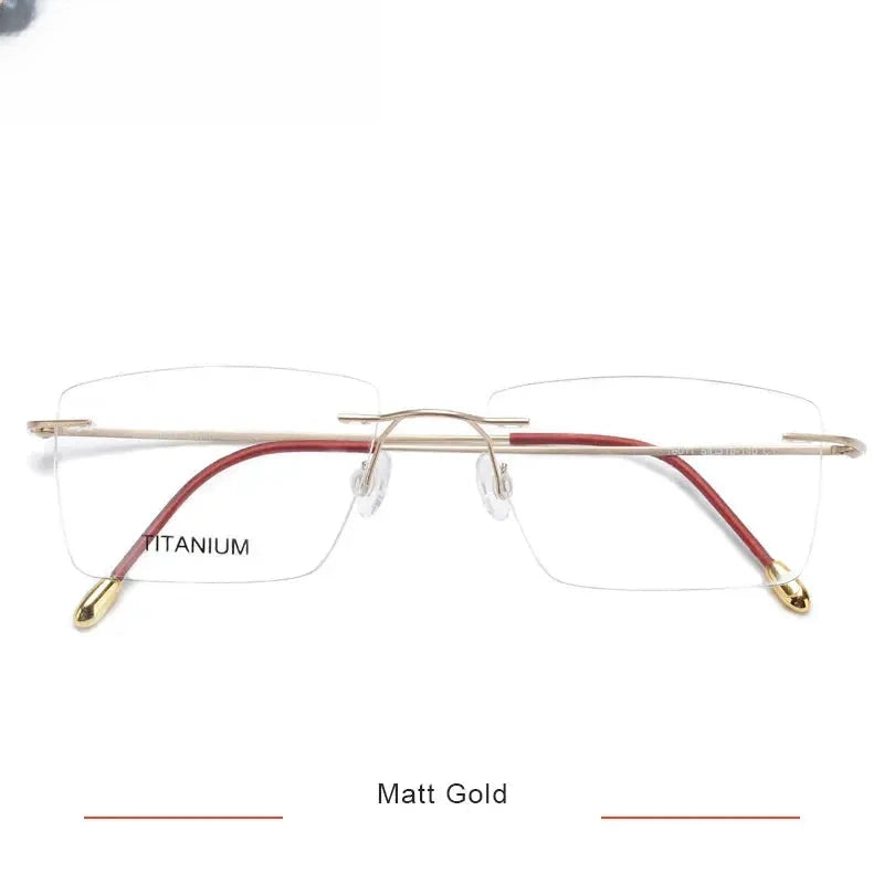 Unisex Square Rimless Titanium Prescription Glasses 71611 — view 7 | Rx Spectacle
