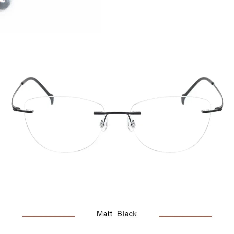Unisex Cat Eye Rimless Titanium Screwless Prescription Glasses 16007 — view 3 | Rx Spectacle