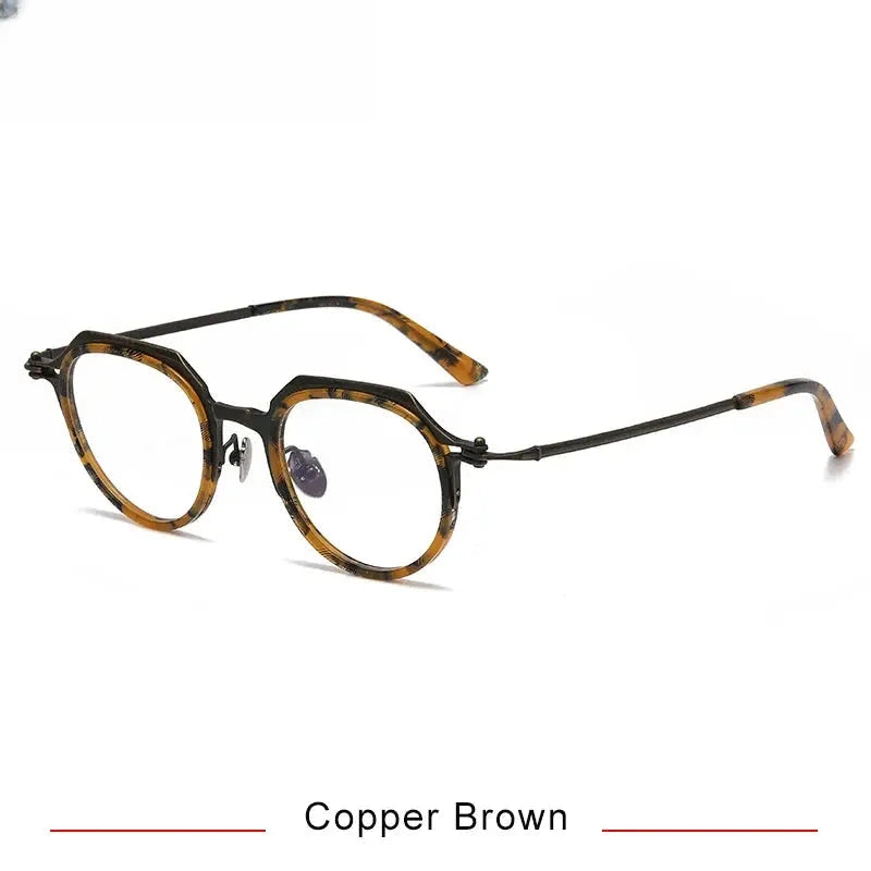 Unisex Oval Full Rim Titanium Flat Top Prescription Glasses 315872 — view 4 | Rx Spectacle