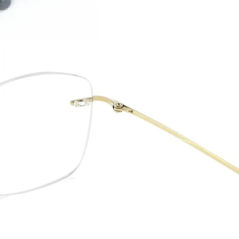 Unisex Square Rimless Titanium Prescription Glasses 9017 — view 8 | Rx Spectacle