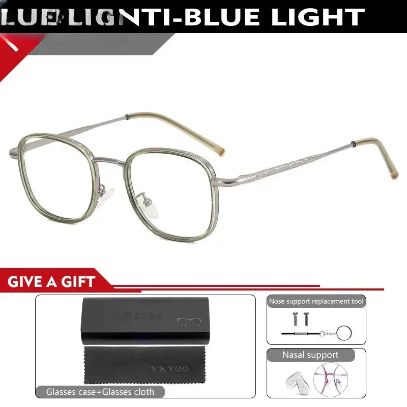 Unisex Square Full Rim Titanium Reading Glasses 10144 — view 5 | Rx Spectacle