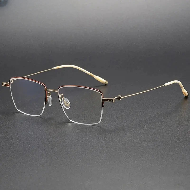 Unisex Square Semi-Rimless Titanium Prescription Glasses 202307 — view 1 | Rx Spectacle