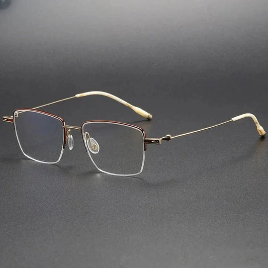 Unisex Square Semi-Rimless Titanium Prescription Glasses 202307 — view 1 | Rx Spectacle