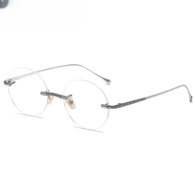 Men's Round Rimless Titanium Prescription Glasses K5933 — view 1 | Rx Spectacle