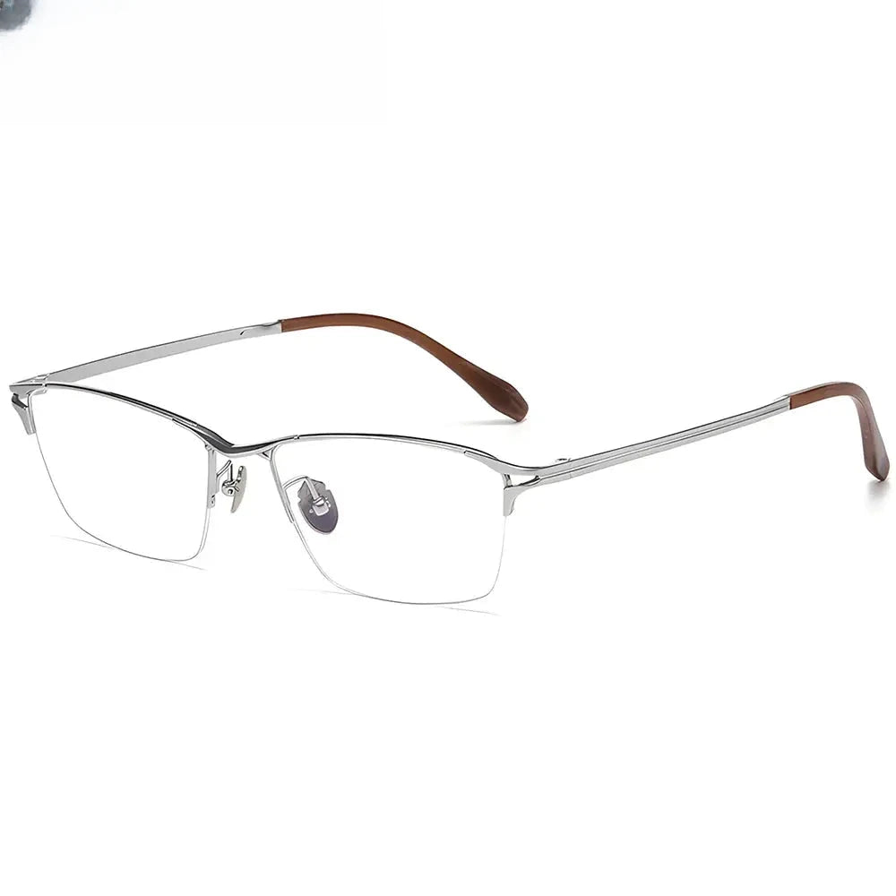 Men's Polygon Semi-Rimless Titanium Oversized Prescription Glasses 316886 — view 1 | Rx Spectacle