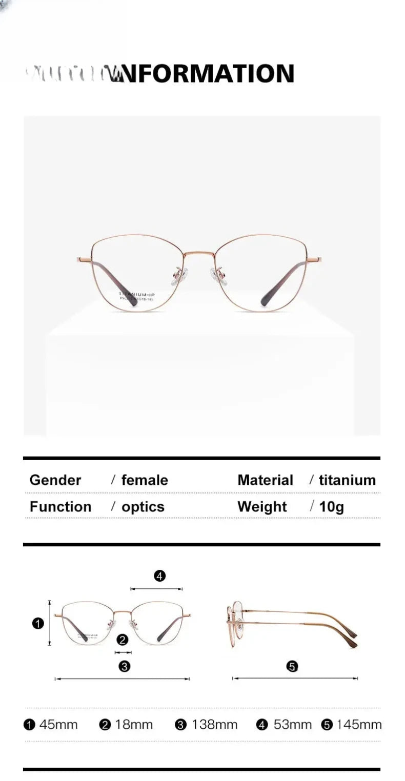 Women's Cat Eye Full Rim Titanium Reading Glasses 690275 — view 2 | Rx Spectacle
