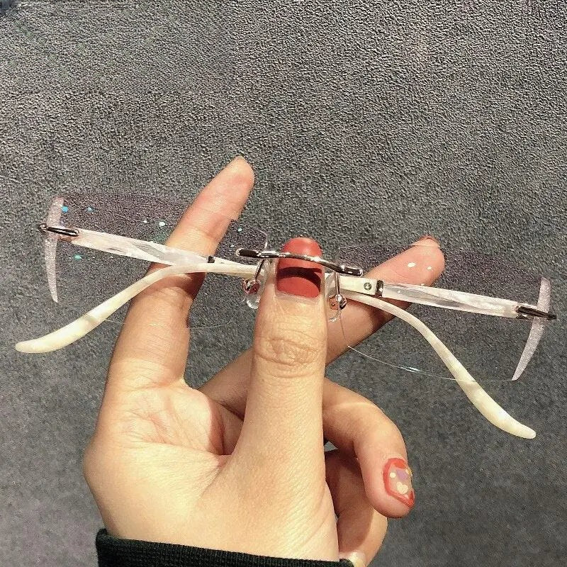 Women's Rectangular Rimless Titanium Prescription Glasses 52025 — view 6 | Rx Spectacle