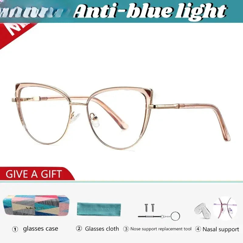Women's Cat Eye Full Rim Alloy Reading Glasses 43124 — view 8 | Rx Spectacle