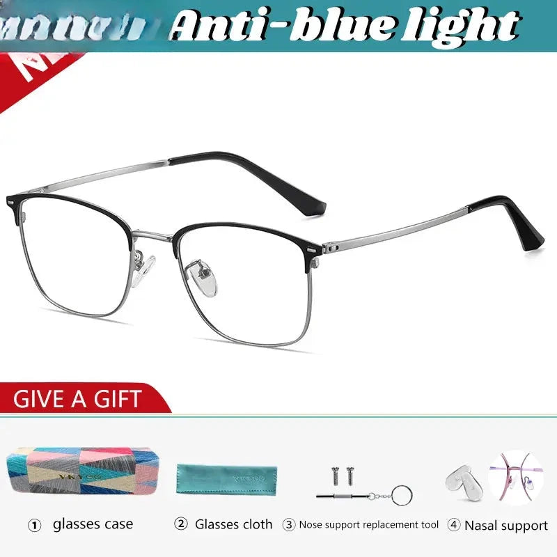 Women's Square Full Rim Stainless Steel Reading Glasses 633617 — view 4 | Rx Spectacle