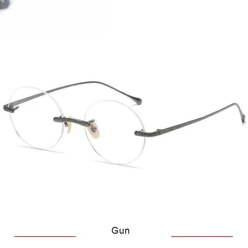 Men's Round Rimless Titanium Prescription Glasses K5933 — view 6 | Rx Spectacle