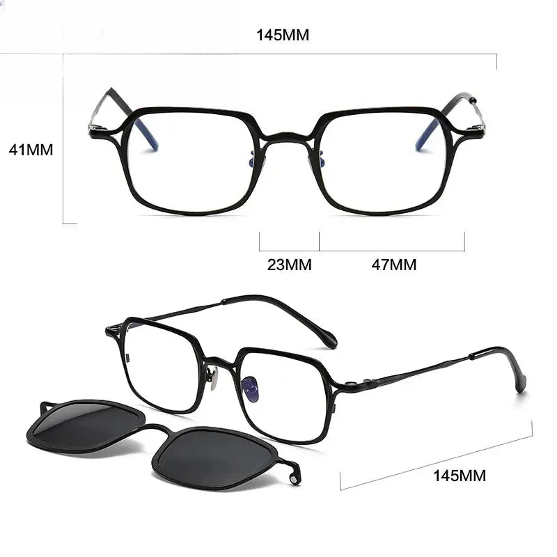 Unisex Square Full Rim Titanium Clip-On Prescription Glasses Gxyj1463 — view 5 | Rx Spectacle