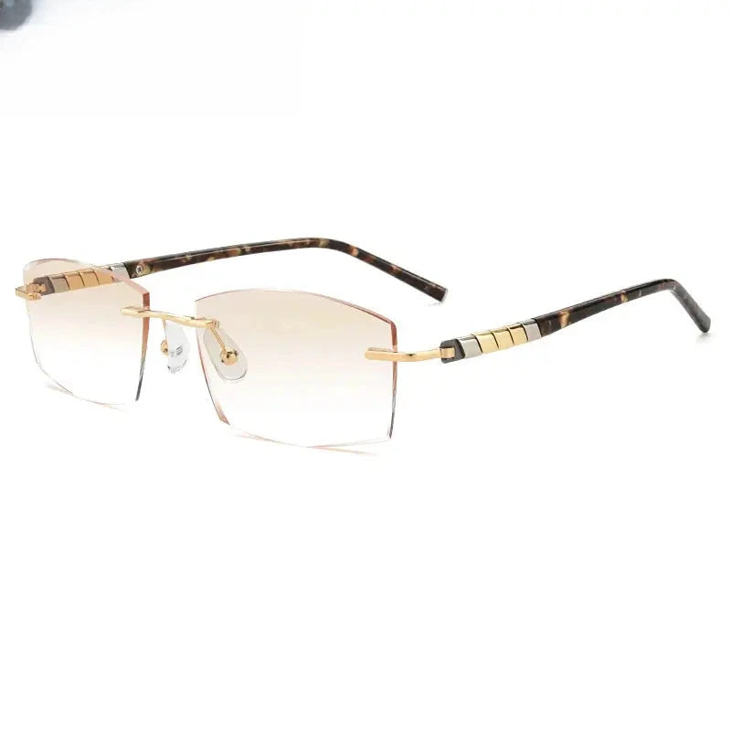 Men's Square Rimless Titanium Prescription Glasses 76008 — view 5 | Rx Spectacle