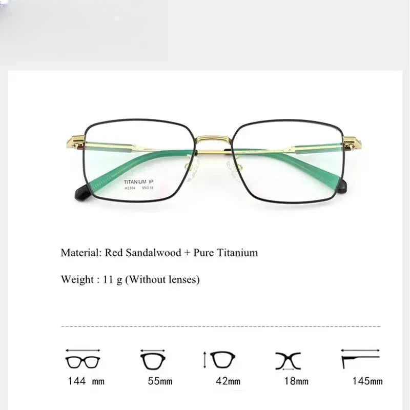 Unisex Square Full Rim Titanium Prescription Glasses 882304 — view 2 | Rx Spectacle