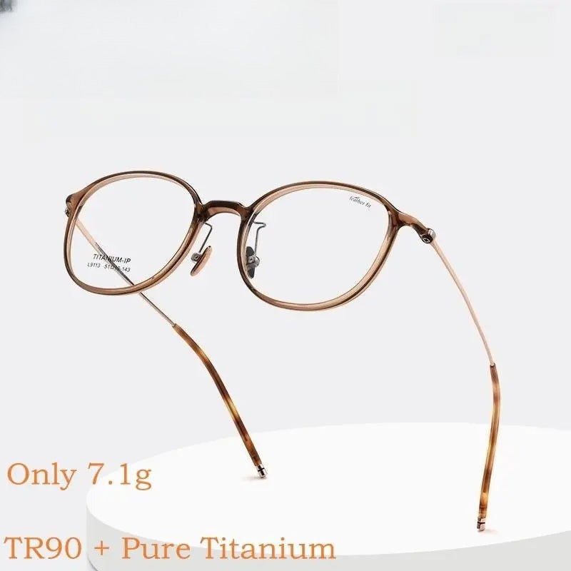 Unisex Round Full Rim Titanium Prescription Glasses L9113y — view 1 | Rx Spectacle