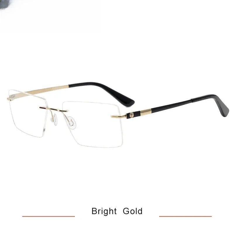 Unisex Square Rimless Titanium Screwless Prescription Glasses 95015 — view 4 | Rx Spectacle