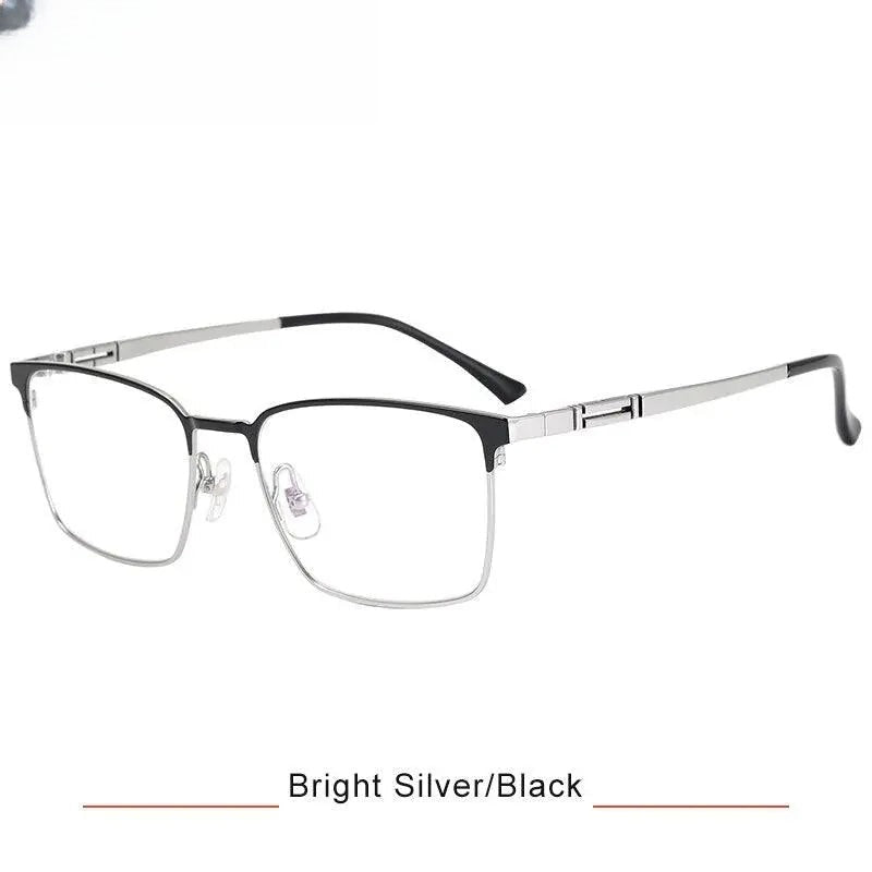 Men's Square Semi-Rimless Titanium Prescription Glasses — view 4 | Rx Spectacle