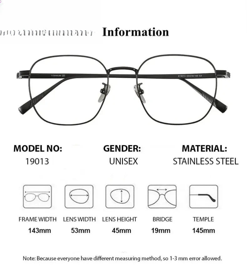 Unisex Square Full Rim Alloy Prescription Glasses 19013 — view 10 | Rx Spectacle