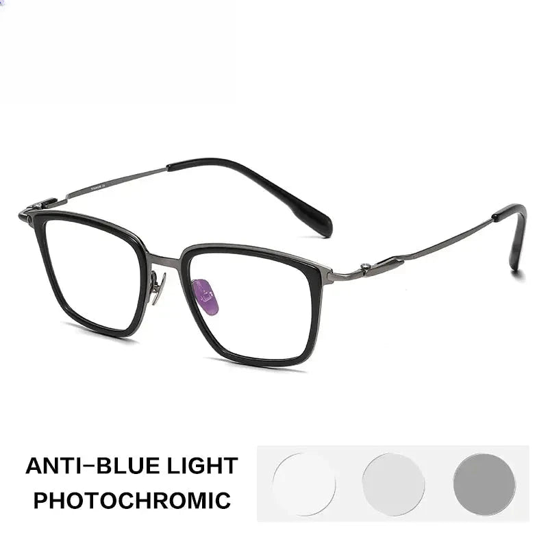 Unisex Square Full Rim Titanium Oversized Reading Glasses 570055 — view 6 | Rx Spectacle