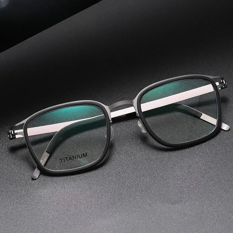 Unisex Square Full Rim Titanium Prescription Glasses 9912 — view 9 | Rx Spectacle