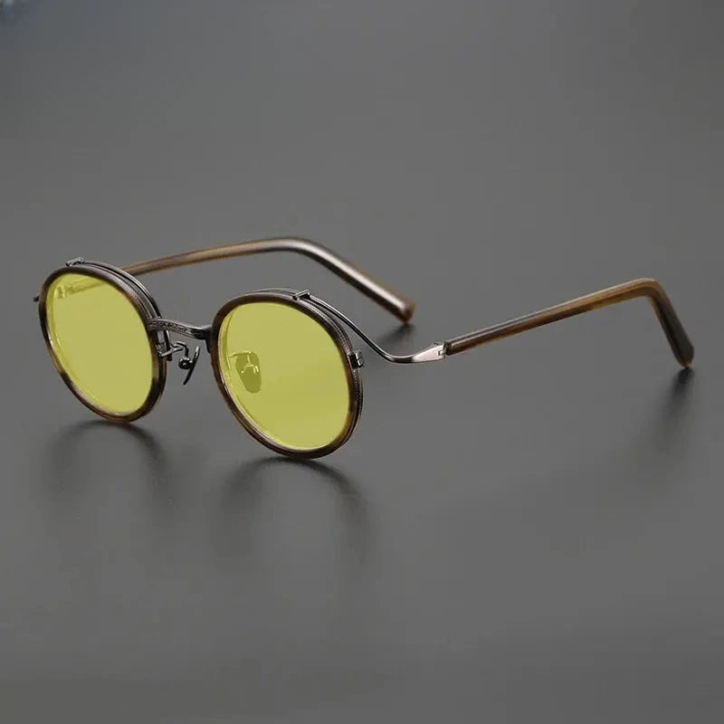 Unisex Round Full Rim Titanium Prescription Glasses Mo12 — view 20 | Rx Spectacle