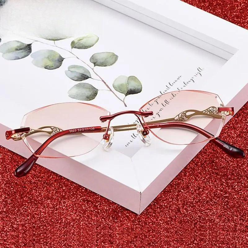 Women's Oval Rimless Titanium Prescription Glasses 5023 — view 1 | Rx Spectacle