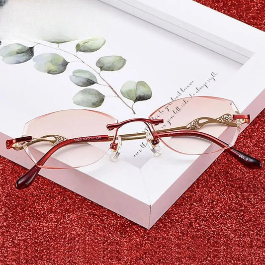 Women's Oval Rimless Titanium Prescription Glasses 5023 — view 1 | Rx Spectacle