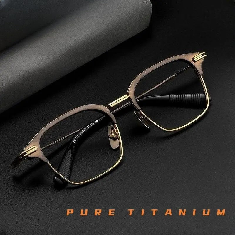 Men's Square Full Rim Titanium Prescription Glasses Dtx142s — view 1 | Rx Spectacle