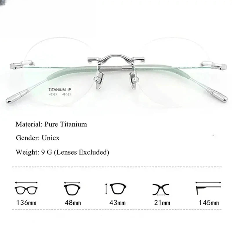 Women's Round Rimless Titanium Prescription Glasses 882323 — view 2 | Rx Spectacle