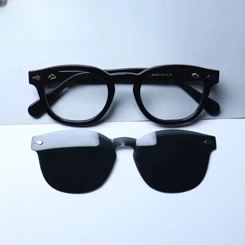 Unisex Round Full Rim Acetate Clip-On Prescription Glasses 1237 — view 1 | Rx Spectacle