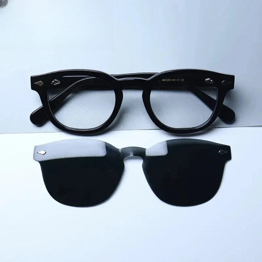 Unisex Round Full Rim Acetate Clip-On Prescription Glasses 1237 — view 1 | Rx Spectacle