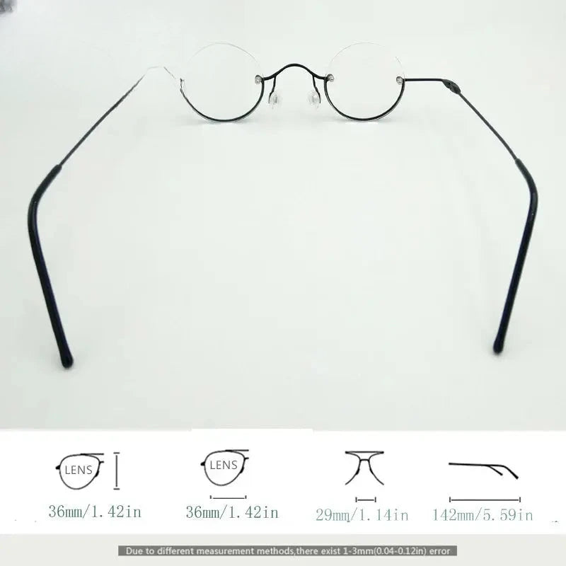 Unisex Round Semi-Rimless Stainless Steel Reading Glasses 3636 — view 3 | Rx Spectacle