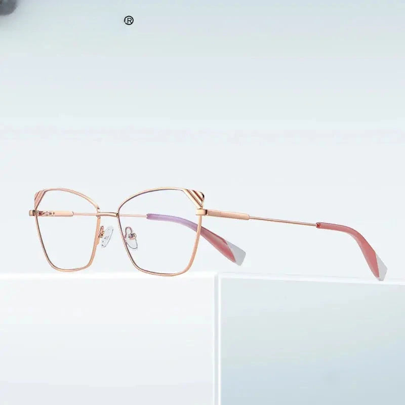 Women's Cat Eye Full Rim Alloy Reading Glasses 3033 — view 3 | Rx Spectacle