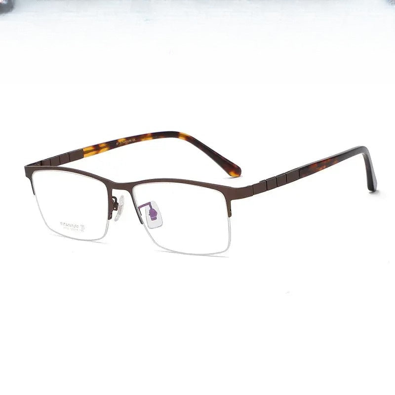 Unisex Square Semi-Rimless Titanium Prescription Glasses 371075 — view 1 | Rx Spectacle