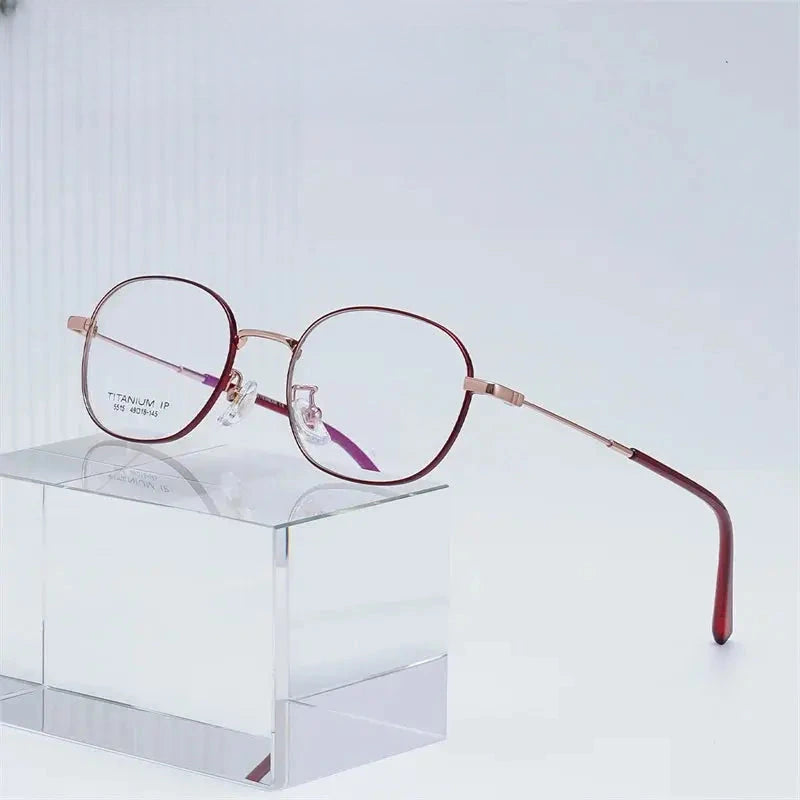 Women's Oval Full Rim Titanium Prescription Glasses 85515 — view 1 | Rx Spectacle