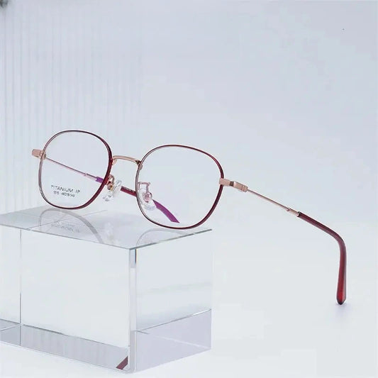 Women's Oval Full Rim Titanium Prescription Glasses 85515 — view 1 | Rx Spectacle