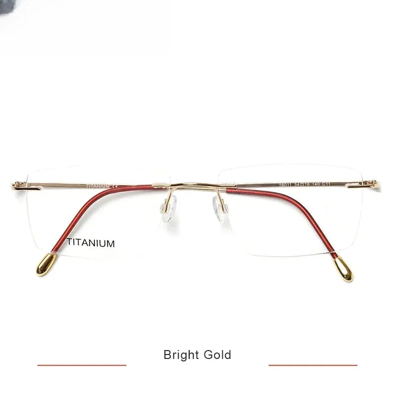 Unisex Square Rimless Titanium Prescription Glasses 71611 — view 3 | Rx Spectacle