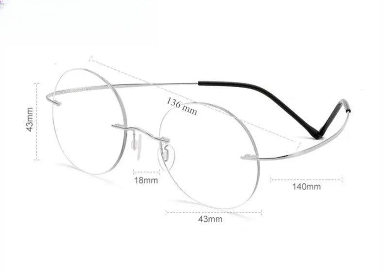 Unisex Round Rimless Titanium Prescription Glasses 6074 — view 7 | Rx Spectacle