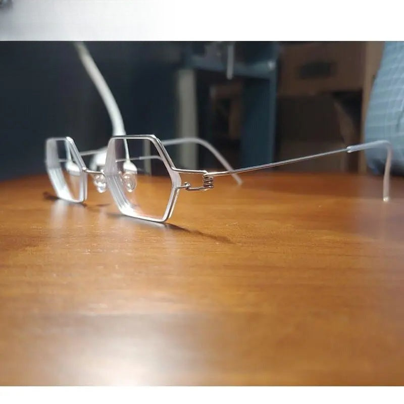 Unisex Polygon Full Rim Stainless Steel Prescription Glasses Y002 — view 8 | Rx Spectacle