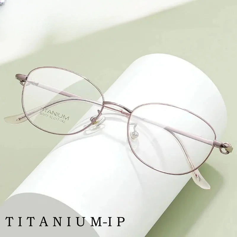 Women's Oval Full Rim Titanium Prescription Glasses 7017 — view 1 | Rx Spectacle