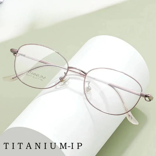 Women's Oval Full Rim Titanium Prescription Glasses 7017 — view 1 | Rx Spectacle