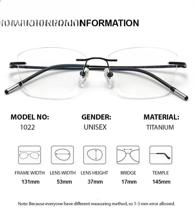 Women's Cat Eye Rimless Titanium Reading Glasses 941022 — view 2 | Rx Spectacle